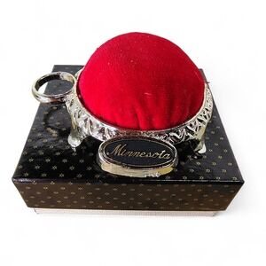 Vtg Minnesota Travel Souvenir Pin Cushion with Ring Holder Sewing Craft Decor